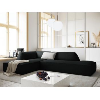 Coltar fix de 4 locuri fara cotiere tapitat cu Catifea Corduroy Negru cu orientare customizabila L273cm Ruby