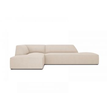 Coltar fix de 4 locuri fara cotiere tapitat cu Stofa Bej cu orientare customizabila L273cm Ruby