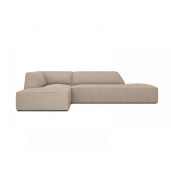 Coltar fix de 4 locuri fara cotiere tapitat cu Stofa Bej inchis cu orientare customizabila L273cm Ruby