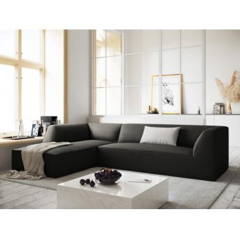 Coltar fix de 4 locuri tapitat cu Catifea Corduroy Gri inchis cu orientare customizabila L273cm Ruby