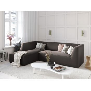 Coltar fix de 4 locuri tapitat cu Catifea Gri inchis cu orientare customizabila L273cm Ruby