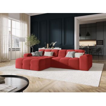 Coltar fix de 4 locuri tapitat cu Catifea Rosu cu orientare customizabila L256cm Kendal Limited Edition