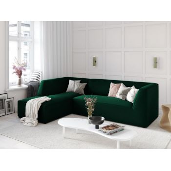 Coltar fix de 4 locuri tapitat cu Catifea Verde cu orientare customizabila L273cm Ruby