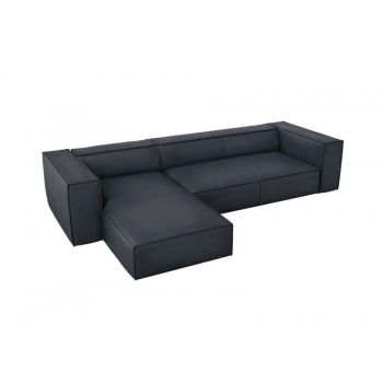 Coltar fix de 4 locuri tapitat cu piele naturala Albastru cu orientare customizabila Agawa