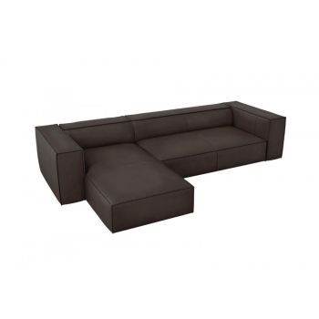 Coltar fix de 4 locuri tapitat cu piele naturala Gri Grafit cu orientare customizabila Agawa