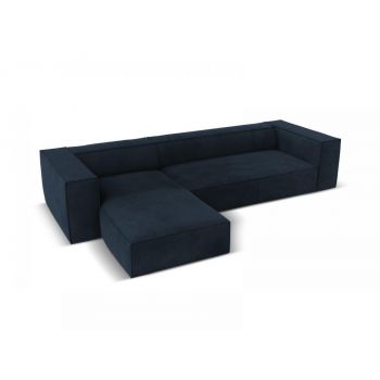 Coltar fix de 4 locuri tapitat cu Stofa Albastru inchis cu orientare customizabila Agawa
