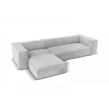 Coltar fix de 4 locuri tapitat cu Stofa Argintiu cu orientare customizabila Agawa