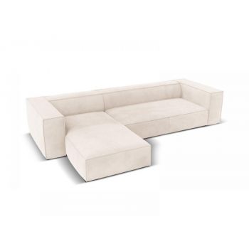 Coltar fix de 4 locuri tapitat cu Stofa Bej deschis cu orientare customizabila Agawa