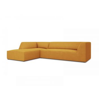 Coltar fix de 4 locuri tapitat cu Stofa Galben cu orientare customizabila L273cm Ruby