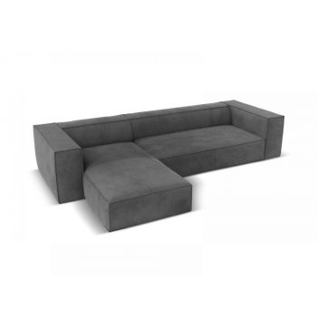 Coltar fix de 4 locuri tapitat cu Stofa Gri cu orientare customizabila Agawa