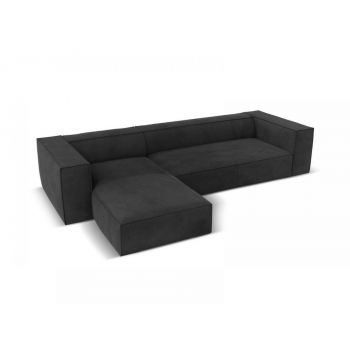 Coltar fix de 4 locuri tapitat cu Stofa Gri inchis cu orientare customizabila Agawa