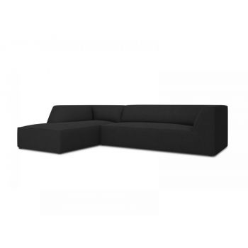 Coltar fix de 4 locuri tapitat cu Stofa Negru cu orientare customizabila L273cm Ruby