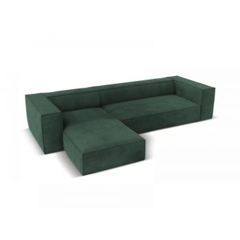 Coltar fix de 4 locuri tapitat cu Stofa Verde cu orientare customizabila Agawa
