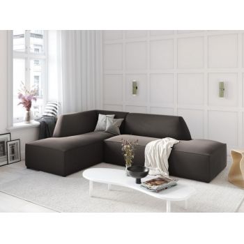 Coltar fix de 4 locuri tapitat fara cotiere cu Catifea Gri inchis cu orientare customizabila L273cm Ruby