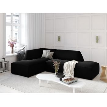 Coltar fix de 4 locuri tapitat fara cotiere cu Catifea Negru cu orientare customizabila L273cm Ruby