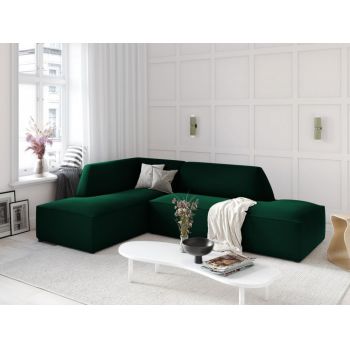 Coltar fix de 4 locuri tapitat fara cotiere cu Catifea Verde cu orientare customizabila L273cm Ruby