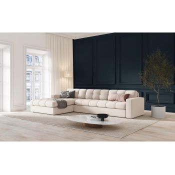 Coltar fix de 4 locuri tapitata cu Stofa Bej deschis cu orientare customizabila L236x160cm Justin Limited Edition