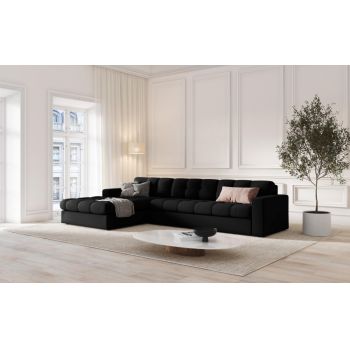 Coltar fix de 4 locuri tapitata cu Stofa Negru cu orientare customizabila L236x160cm Justin Limited Edition