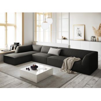 Coltar fix de 5 locuri tapitat cu Catifea Corduroy Gri inchis cu orientare customizabila L366cm Ruby