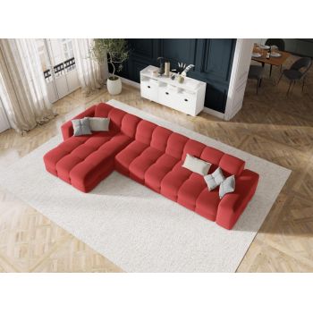 Coltar fix de 5 locuri tapitat cu Catifea Rosu cu orientare customizabila L357cm Kendal Limited Edition