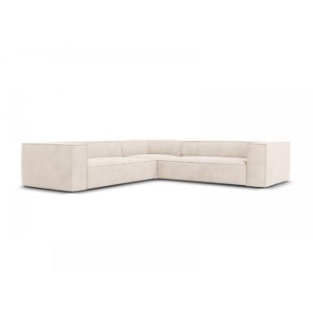 Coltar fix de 5 locuri tapitat cu Stofa Bej deschis L280x280cm Agawa