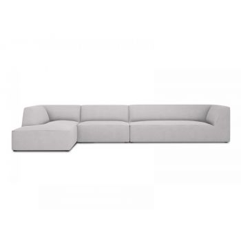 Coltar fix de 5 locuri tapitat cu Stofa Gri deschis cu orientare customizabila L366cm Ruby