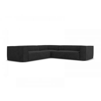 Coltar fix de 5 locuri tapitat cu Stofa Gri inchis L280x280cm Agawa