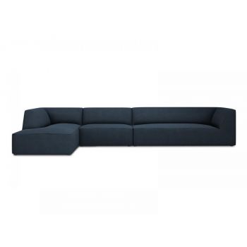 Coltar fix de 5 locuri tapitat cu Stofa Navy Blue cu orientare customizabila L366cm Ruby