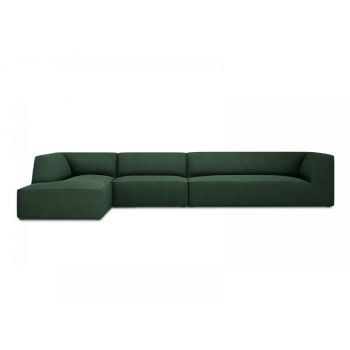 Coltar fix de 5 locuri tapitat cu Stofa Verde cu orientare customizabila L366cm Ruby