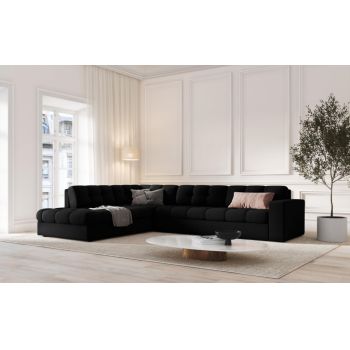 Coltar fix de 5 locuri tapitata cu Stofa Negru cu orientare customizabila L236x199cm Justin Limited Edition