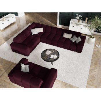 Coltar fix de 6 locuri tapitat cu Catifea Mov cu orientare customizabila L332x231cm Kendal Limited Edition