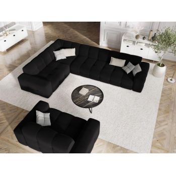 Coltar fix de 6 locuri tapitat cu Catifea Negru cu orientare customizabila L332x231cm Kendal Limited Edition