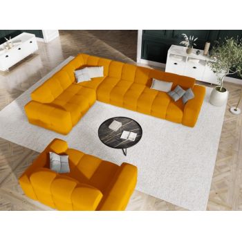 Coltar fix de 6 locuri tapitat cu Catifea Portocaliu cu orientare customizabila L332x231cm Kendal Limited Edition