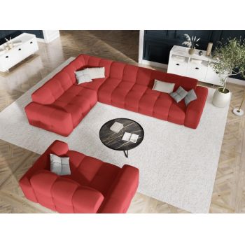 Coltar fix de 6 locuri tapitat cu Catifea Rosu cu orientare customizabila L332x231cm Kendal Limited Edition