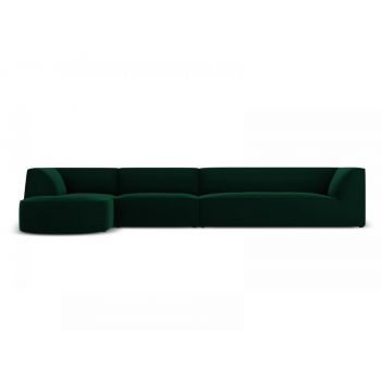 Coltar fix de 6 locuri tapitat cu Catifea Verde cu orientare customizabila L366cm Ruby