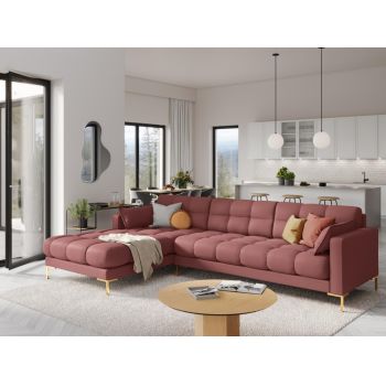 Coltar fix din Stofa Roz cu orientare si picioare customizabile L293cm Mamaia