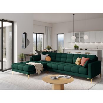 Coltar fix din Stofa Verde cu orientare si picioare customizabile L293cm Mamaia