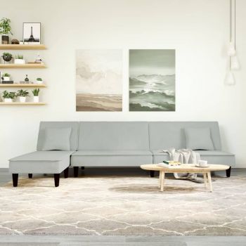 vidaXL Canapea extensibilă în formă de L gri 255x140x70 cm catifea