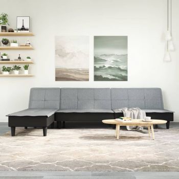 vidaXL Canapea extensibilă în formă de L gri 255x140x70 cm textil