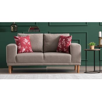 Canapea 2 locuri, Balcab Home, 825BLC1397, Lemn de fag, Crem