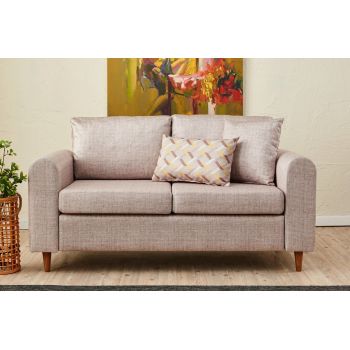 Canapea 2 locuri, Balcab Home, 825BLC2841, Lemn de brad, Crem