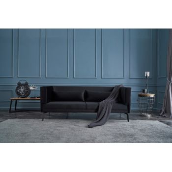 Canapea 3 locuri, Balcab Home, 825BLC1572, Lemn de fag, Negru