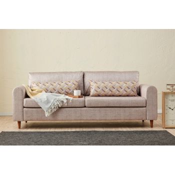 Canapea 3 locuri, Balcab Home, 825BLC2847, Lemn de brad, Crem
