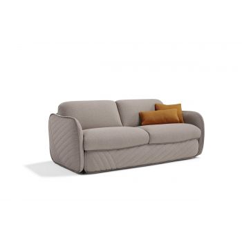 Canapea Extensibila, 3 Locuri, tapitata cu stofa, Perne Incluse, Moon Quilted 160 Grej, l211xA109xH86 cm