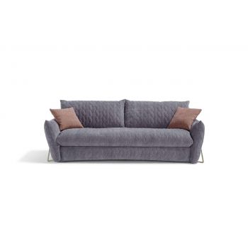 Canapea Extensibila, 3 Locuri, tapitata cu stofa, Smooth Quilted 160 Gri, l231xA111xH84 cm