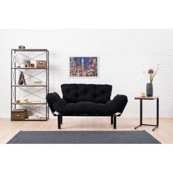 Canapea extensibilă cu 2 locuri, Futon, 859FTN1215, Metal, Negru ieftina