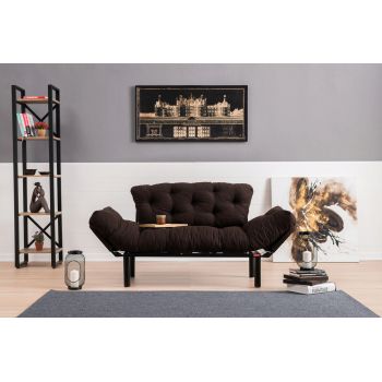 Canapea extensibilă cu 2 locuri, Futon, 859FTN1217, Metal, Maro ieftina