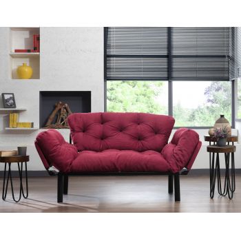 Canapea extensibilă cu 2 locuri, Futon, 859FTN1219, Metal, Maro ieftina