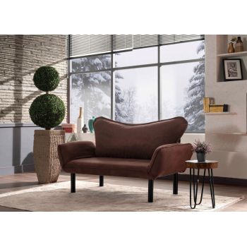 Canapea extensibilă cu 2 locuri, Futon, 859FTN1227, Metal, Maro