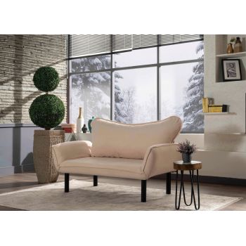 Canapea extensibilă cu 2 locuri, Futon, 859FTN1228, Metal, Crem ieftina